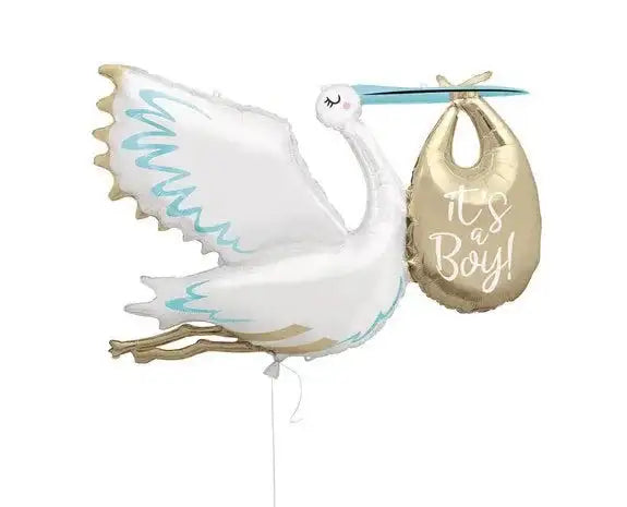 Ooievaar It's A Boy Folie Ballon - 157 cm - Ballonnenshop.nl