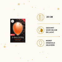 Oranje Led Ballonnen - 5 stuks - 25 cm - Ballonnenshop.nl