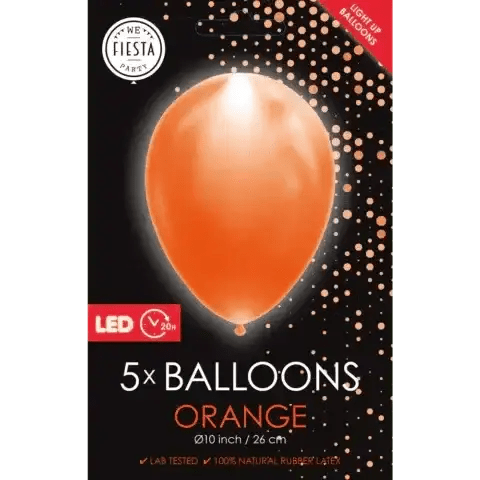 Oranje Led Ballonnen - 5 stuks - 25 cm - Ballonnenshop.nl