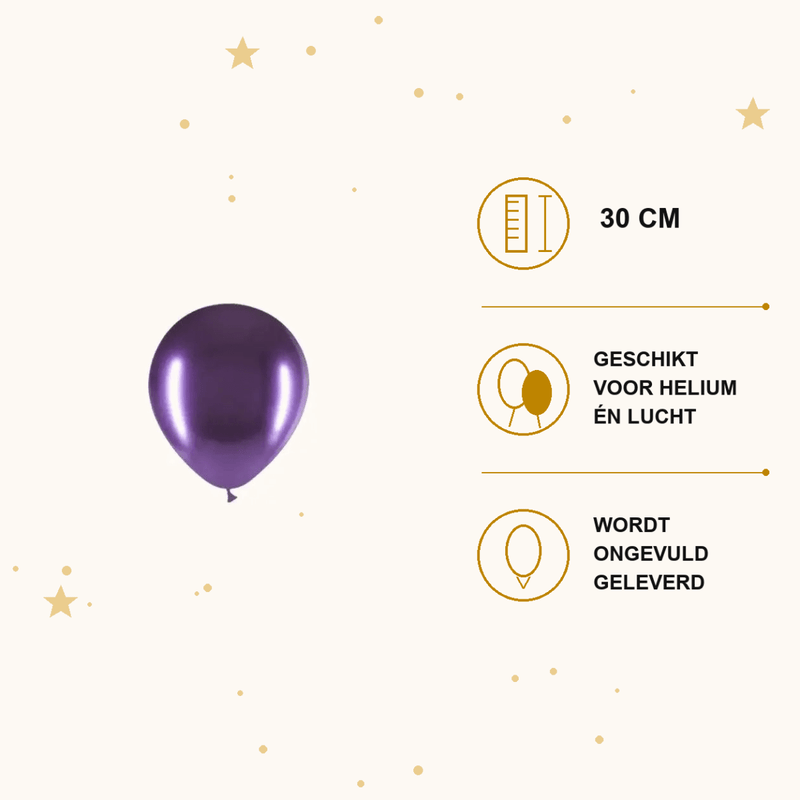 Paarse Ballonnen Chroom 10 Stuks 30 cm - Ballonnenshop.nl