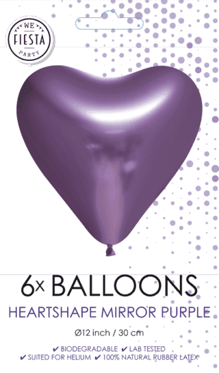 Paarse Hartjes Ballonnen - 6 stuks - 30 cm - Ballonnenshop.nl
