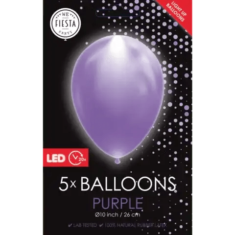 Paarse Led Ballonnen - 5 stuks - 25 cm - Ballonnenshop.nl