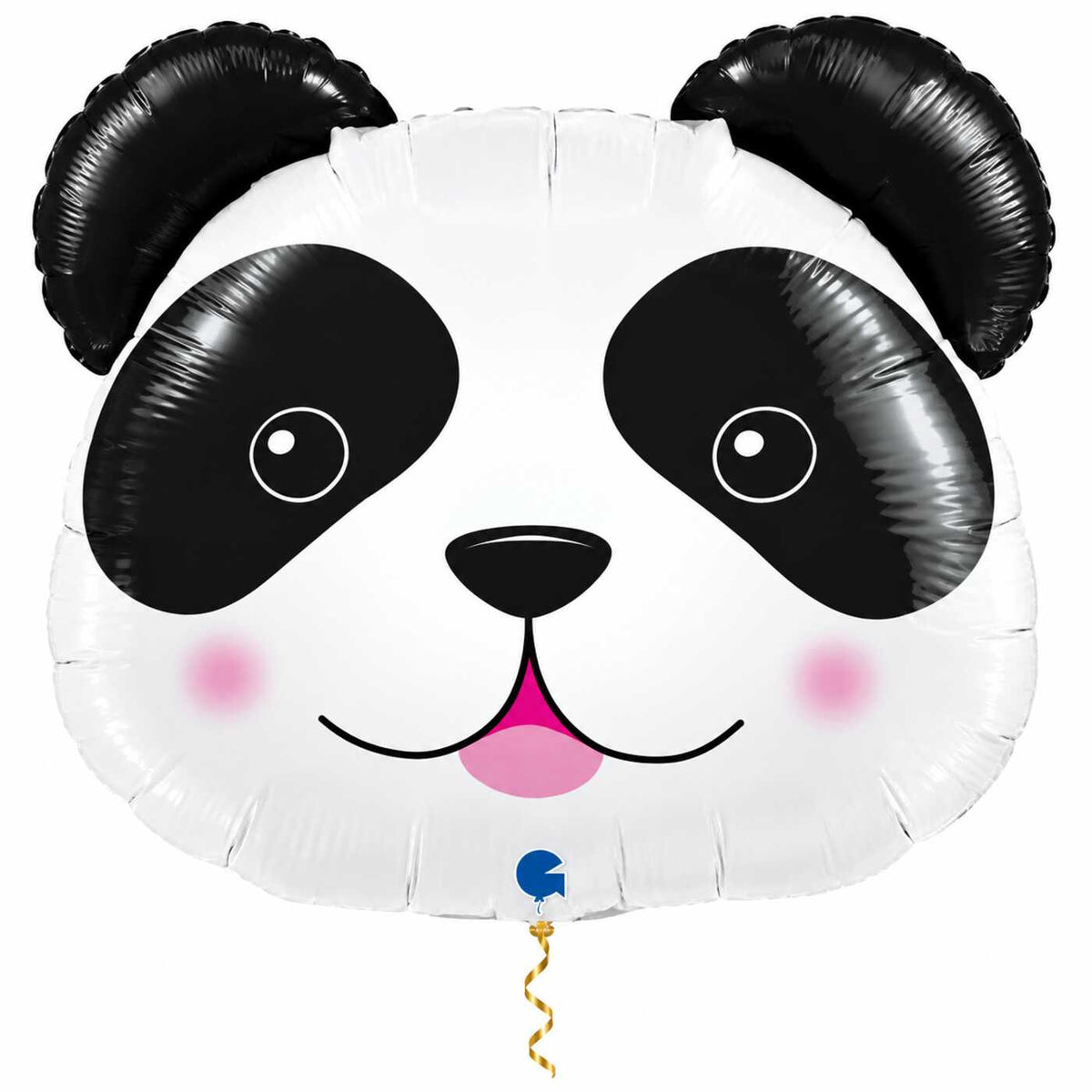 Panda Helium XL Ballon met dun metallic gouden lint op witte achtergrond – Ballonnenshop.nl