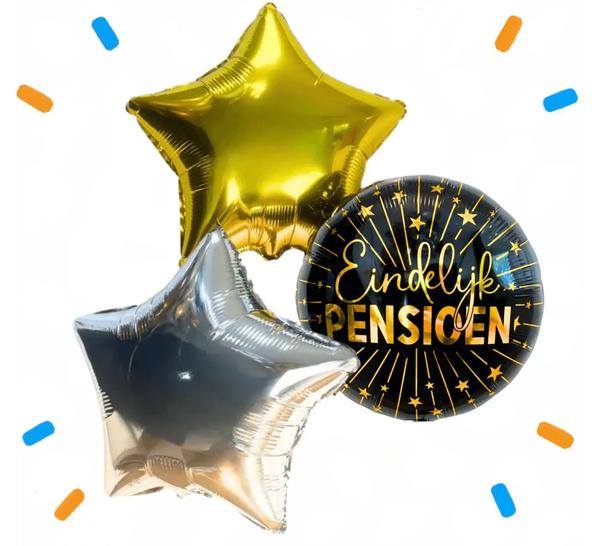 Pensioen Trosje Goud/Zilver/Zwart - Gevuld Met Helium - 46 cm - Ballonnenshop.nl