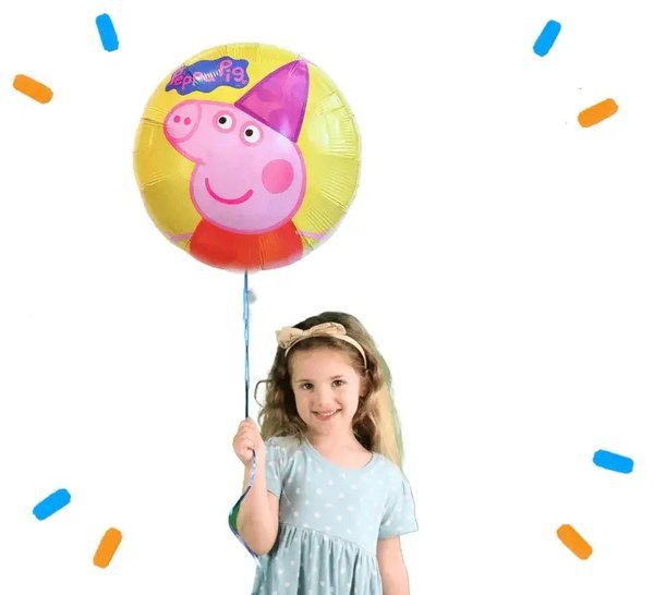 Peppa Pig Met Verjaardag Hoedje Helium Ballon - Gevuld Met Helium - 46 cm - Ballonnenshop.nl