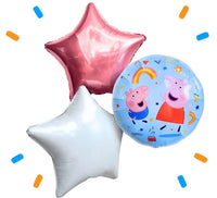 Peppa Pig Trosje Wit/Roze/Blauw - Gevuld Met Helium - 46 cm - Ballonnenshop.nl