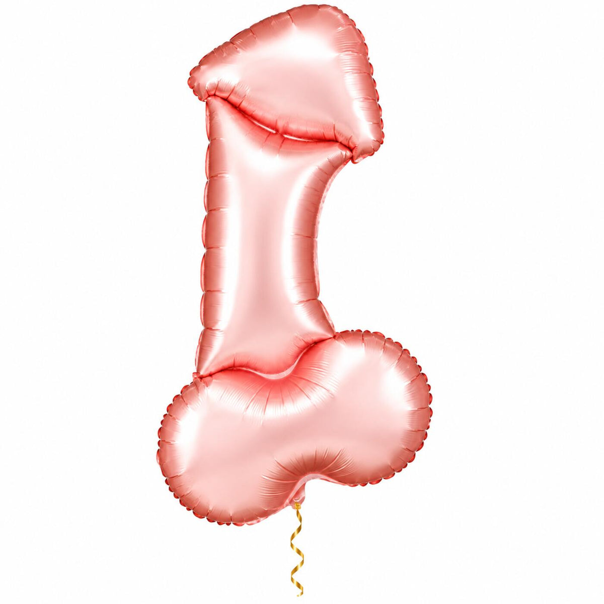 Piemel Helium XL Ballon met dun metallic gouden lint op witte achtergrond – Ballonnenshop.nl