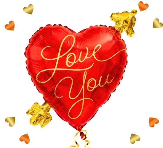 Pijl Door Hart I Love You Ballon - Gevuld Met Helium - 45 cm - Ballonnenshop.nl