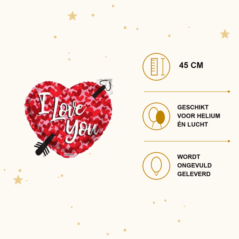 Pijl Door Hart I Love You Hart Ballon - 45 cm - Ballonnenshop.nl