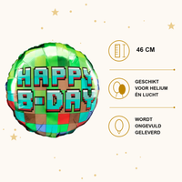 Pixel Party Happy Birthday - Minecraft - Folie Ballon - 46 cm - Ballonnenshop.nl