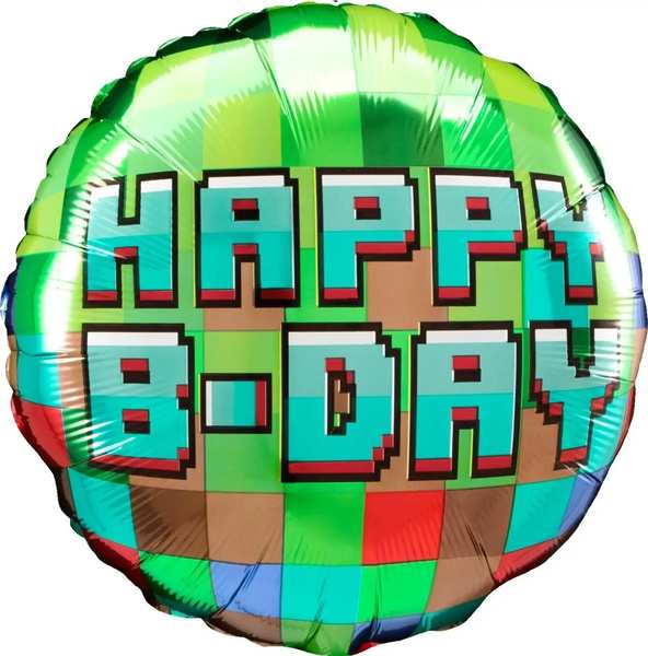 Pixel Party Happy Birthday - Minecraft - Helium Ballon - Gevuld Met Helium - 46 cm - Ballonnenshop.nl