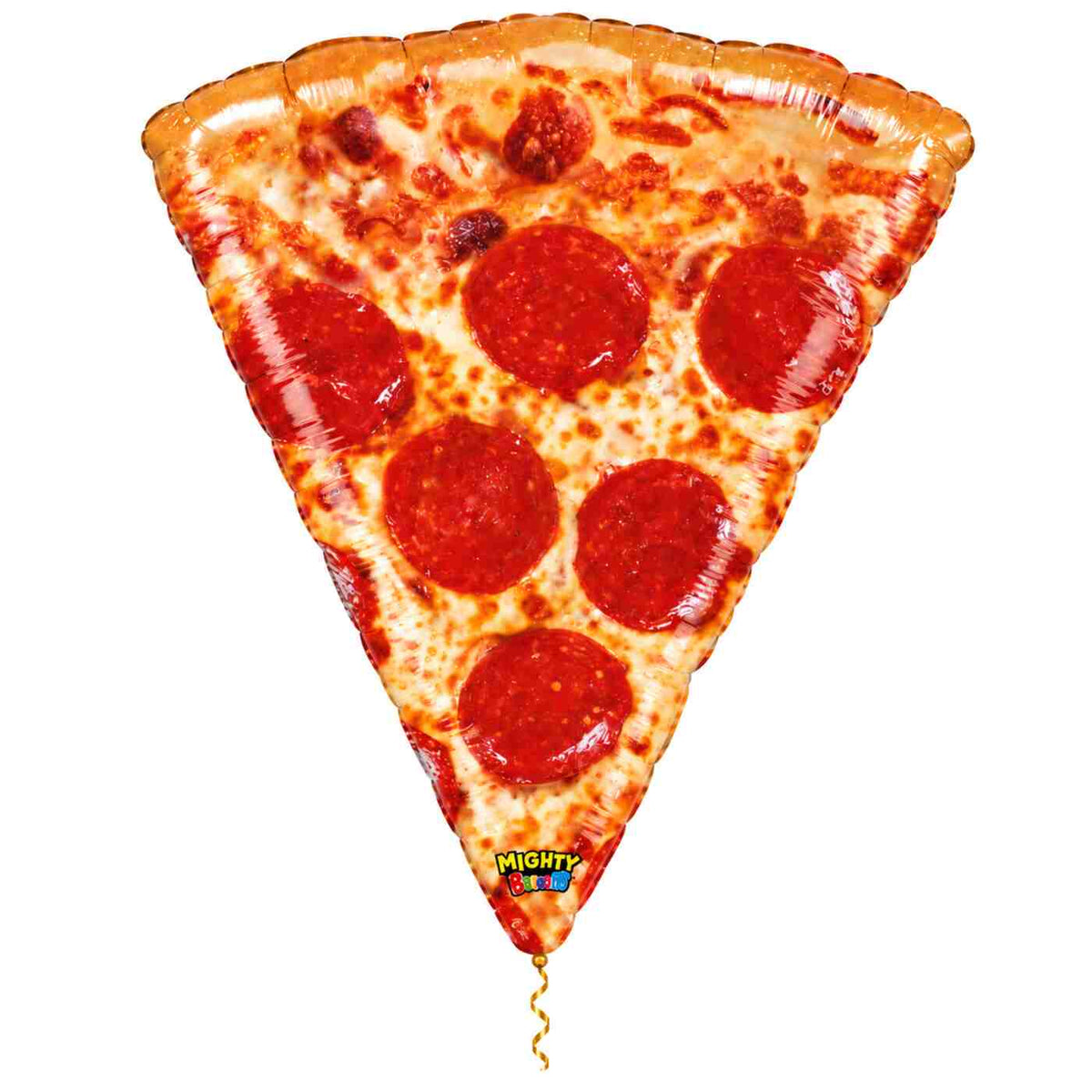 Pizza Helium XL Ballon met dun metallic gouden lint op witte achtergrond – Ballonnenshop.nl