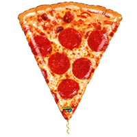 Pizza Helium XL Ballon met dun metallic gouden lint op witte achtergrond – Ballonnenshop.nl