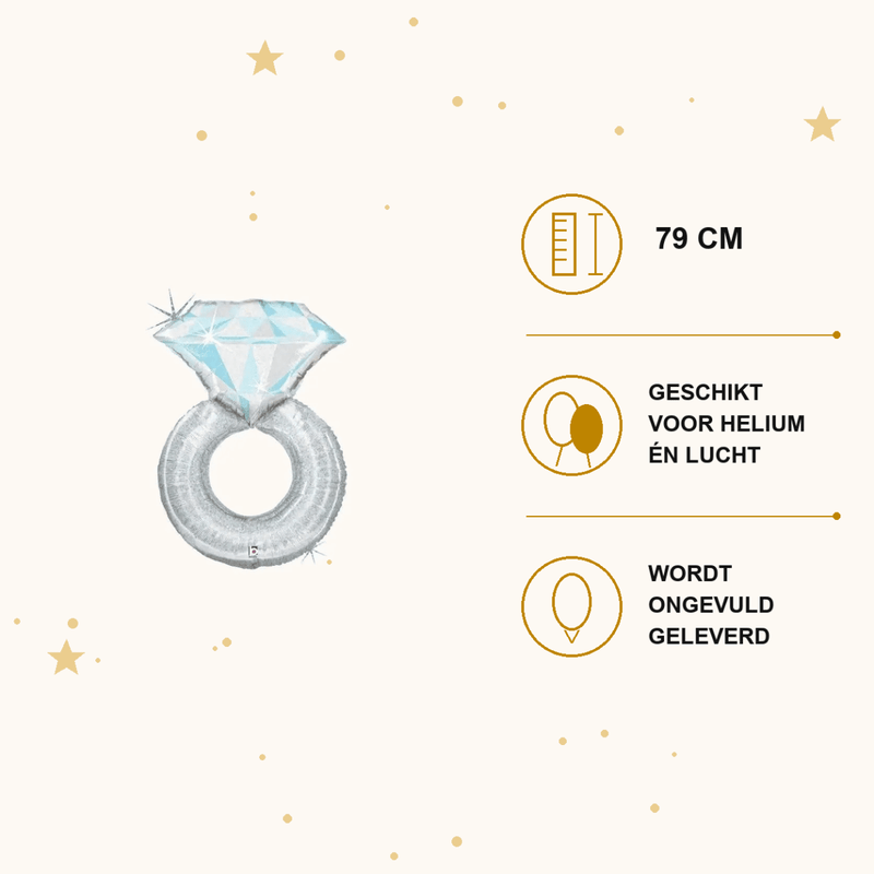 Platinum Zilveren Ring - Folie Ballon - 79 cm - Ballonnenshop.nl