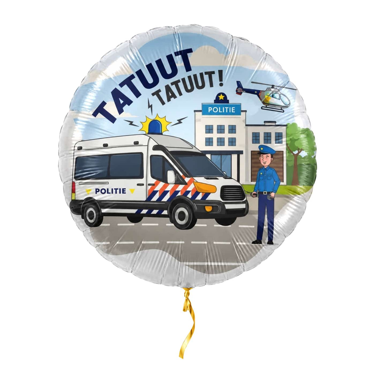 Politie Helium Ballon met helium en gouden lint