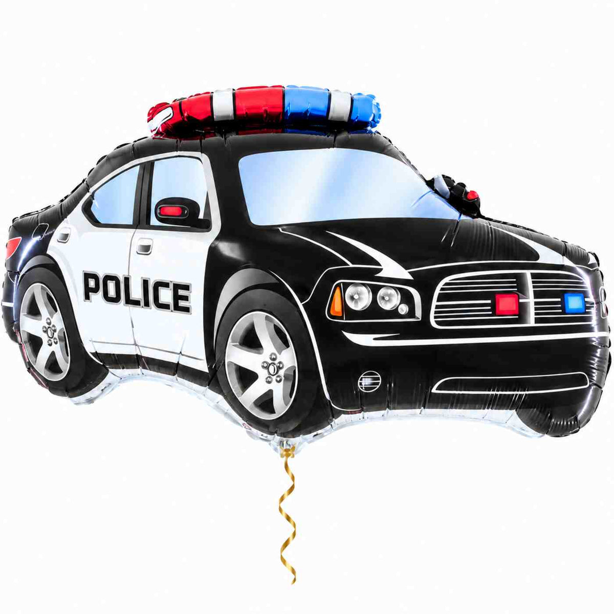 Politie Helium XL Ballon met dun metallic gouden lint op witte achtergrond – Ballonnenshop.nl
