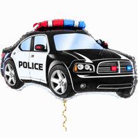 Politie Helium XL Ballon met dun metallic gouden lint op witte achtergrond – Ballonnenshop.nl