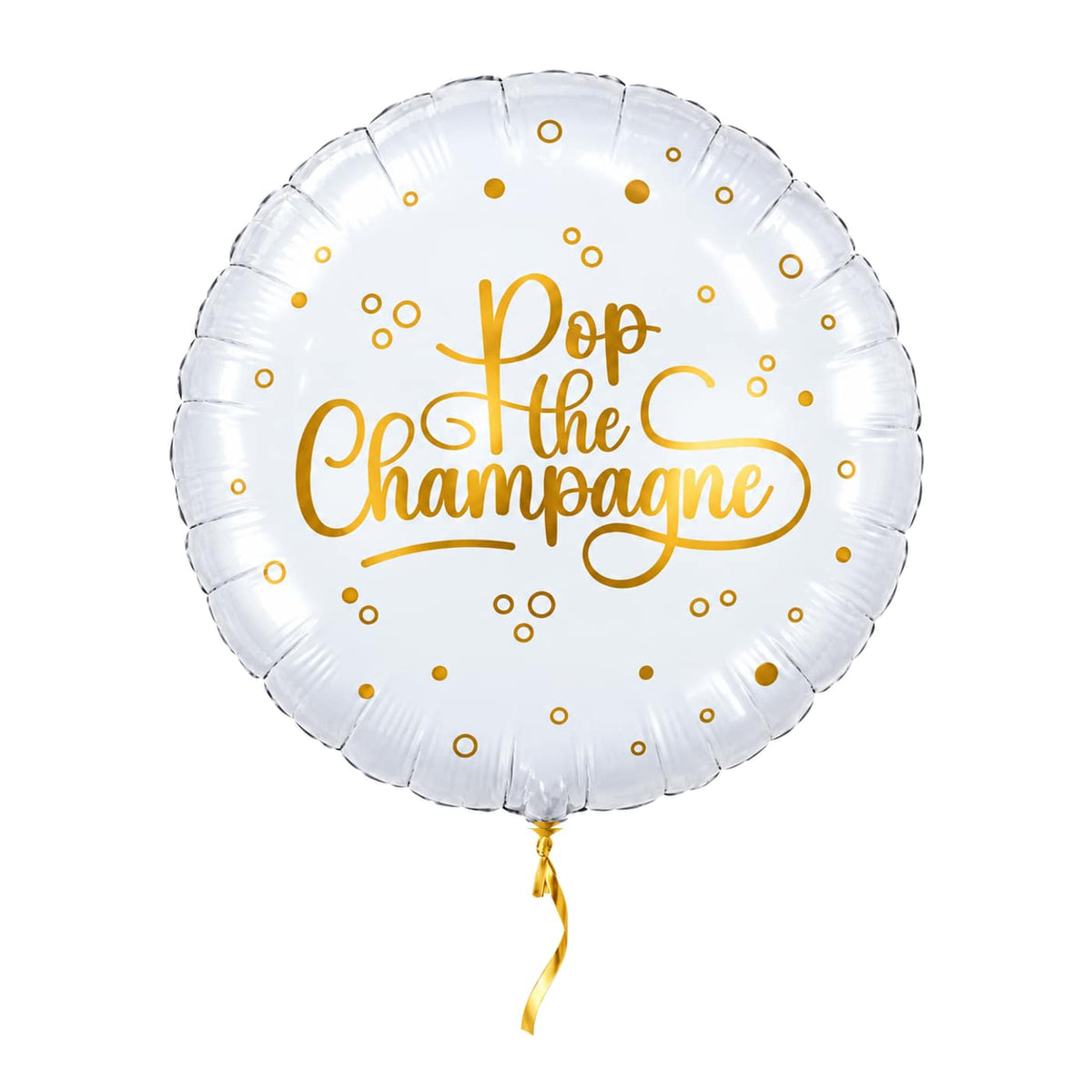 Pop The Champagne Helium Ballon – met helium gevuld, met gouden lint