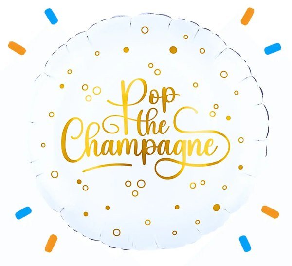 Pop The Champagne Helium Ballon - Gevuld Met Helium - 46 cm - Ballonnenshop.nl