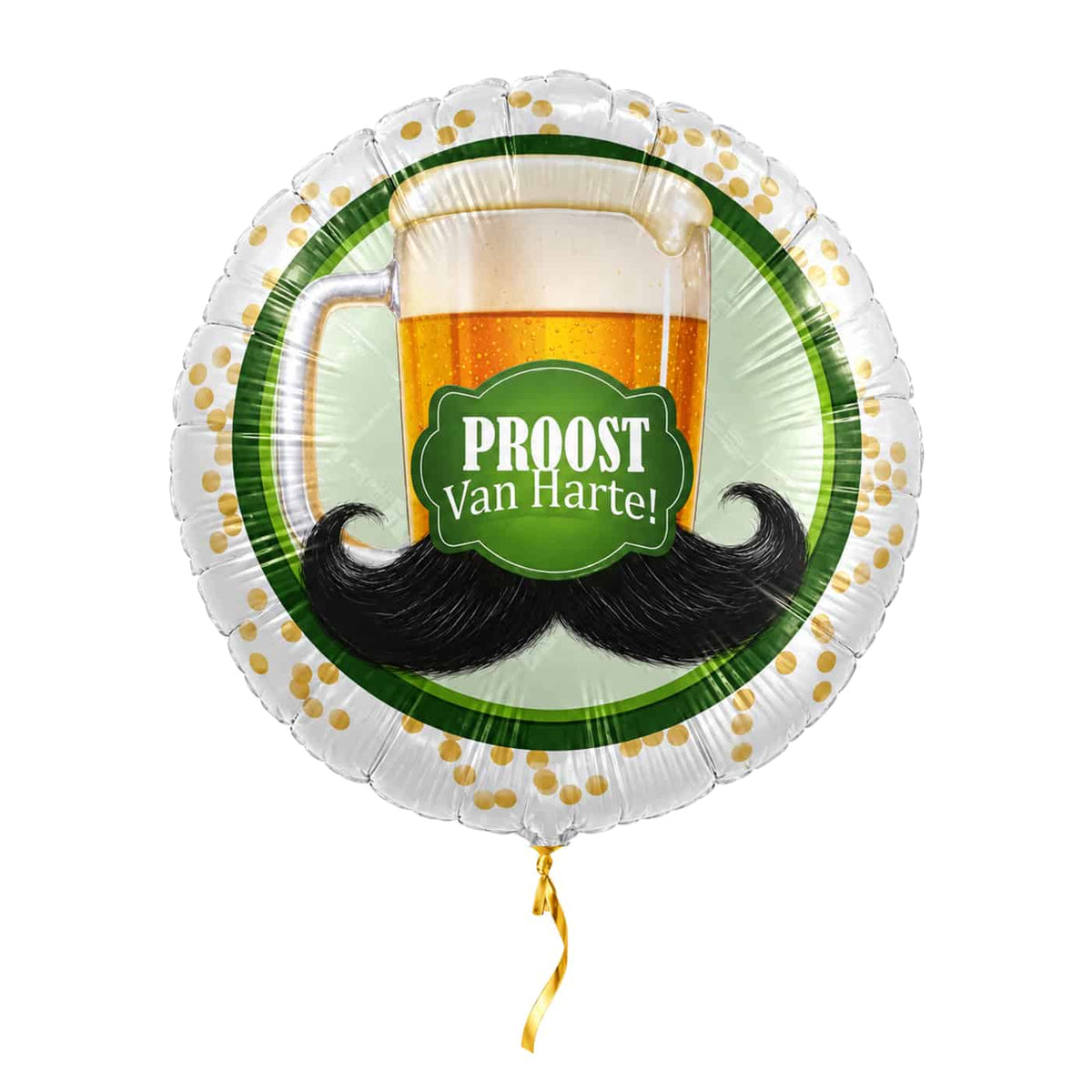 Proost Van Harte Helium Ballon met helium en gouden lint
