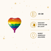 Regenboog Hart Ballon - 45 cm - Ballonnenshop.nl