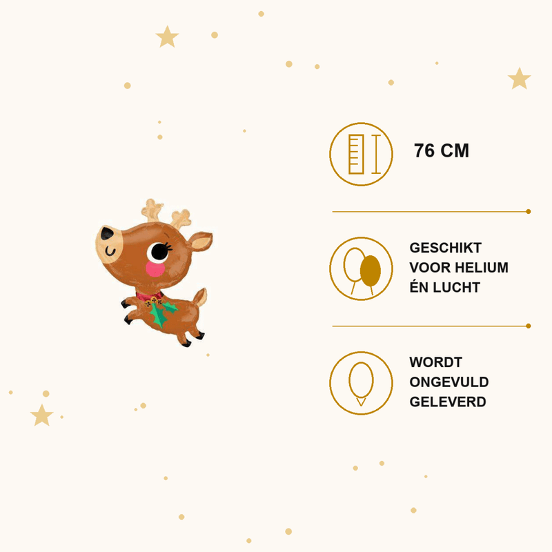 Rendier Folie Ballon - Kerst - 76 cm - Ballonnenshop.nl