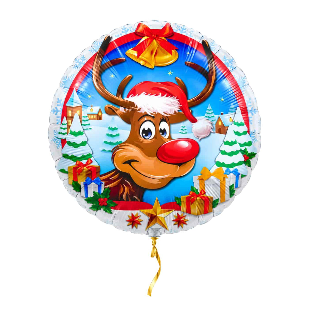 Rendier Helium Ballon – met helium gevuld, met gouden lint