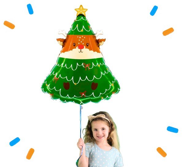 Rendier In Kerstboom Helium Ballon - Gevuld Met Helium - 58 cm - Ballonnenshop.nl