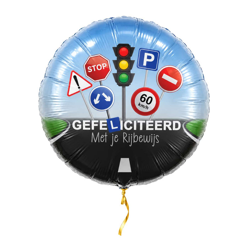 Rijbewijs Helium Ballon met helium en gouden lint