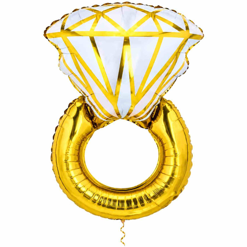 Ring Helium XL Ballon met dun metallic gouden lint op witte achtergrond – Ballonnenshop.nl