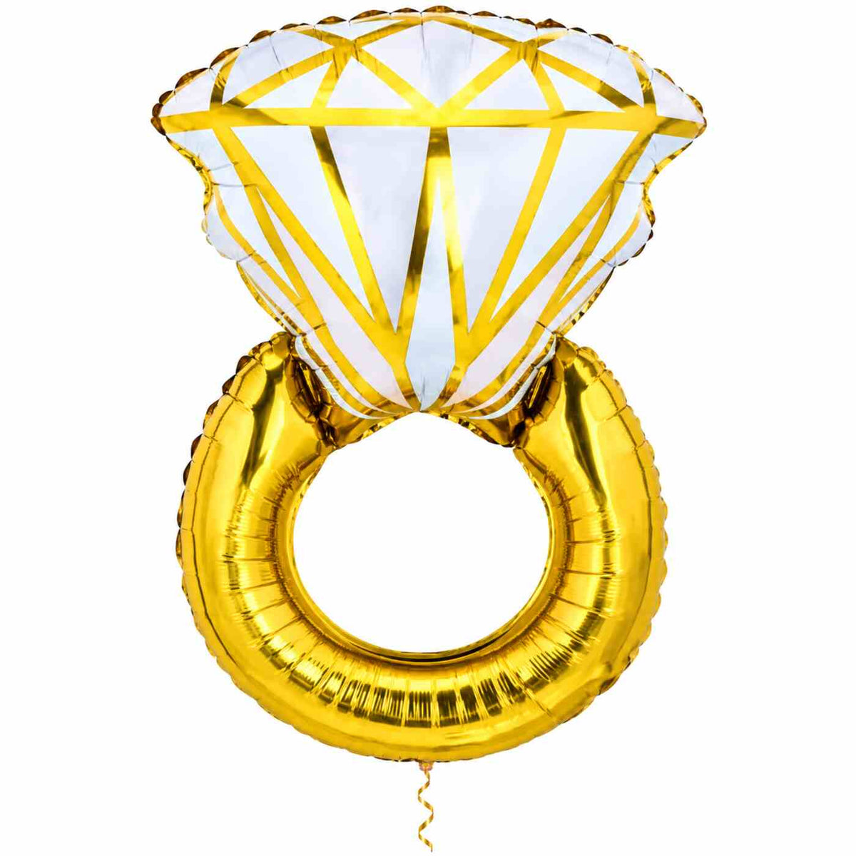 Ring Helium XL Ballon met dun metallic gouden lint op witte achtergrond – Ballonnenshop.nl
