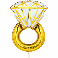 Ring Helium XL Ballon met dun metallic gouden lint op witte achtergrond – Ballonnenshop.nl