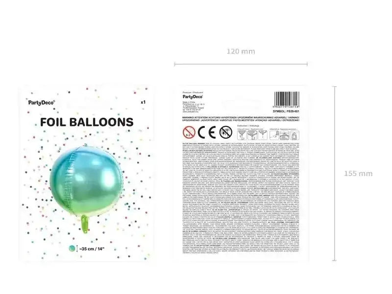 Ronde Folie Ballon Blauw & Groen 35 cm - Ballonnenshop.nl