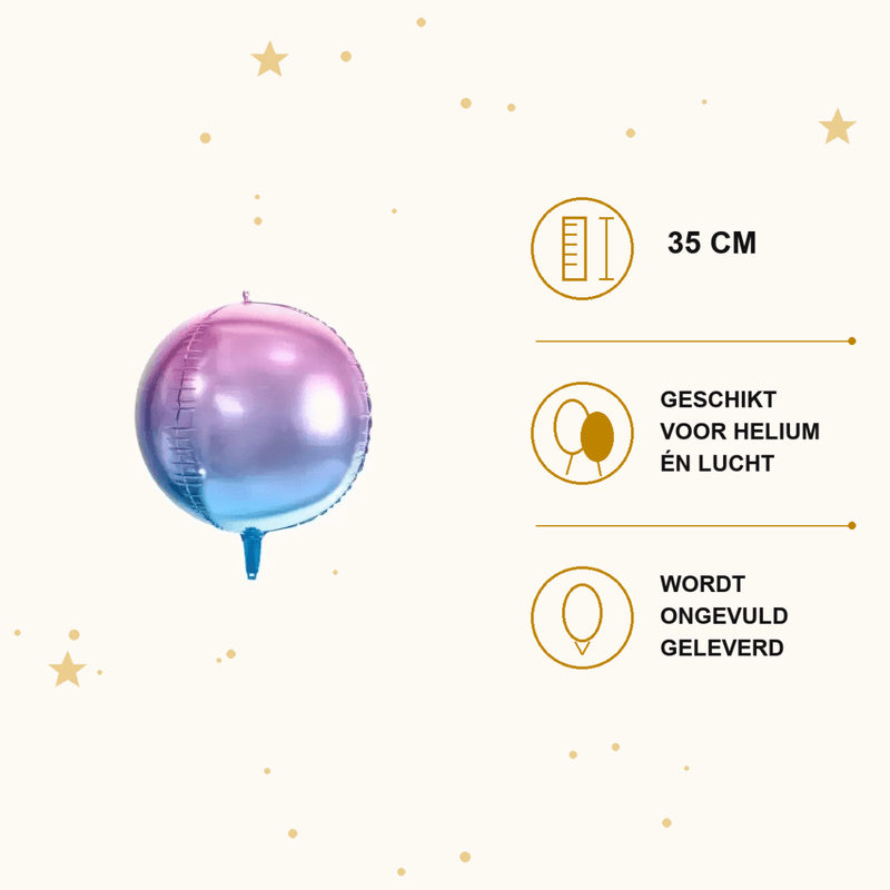 Ronde Folie Ballon Paars & Blauw 35 cm - Ballonnenshop.nl
