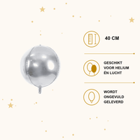 Ronde Folie Ballon Zilver 40 cm - Ballonnenshop.nl