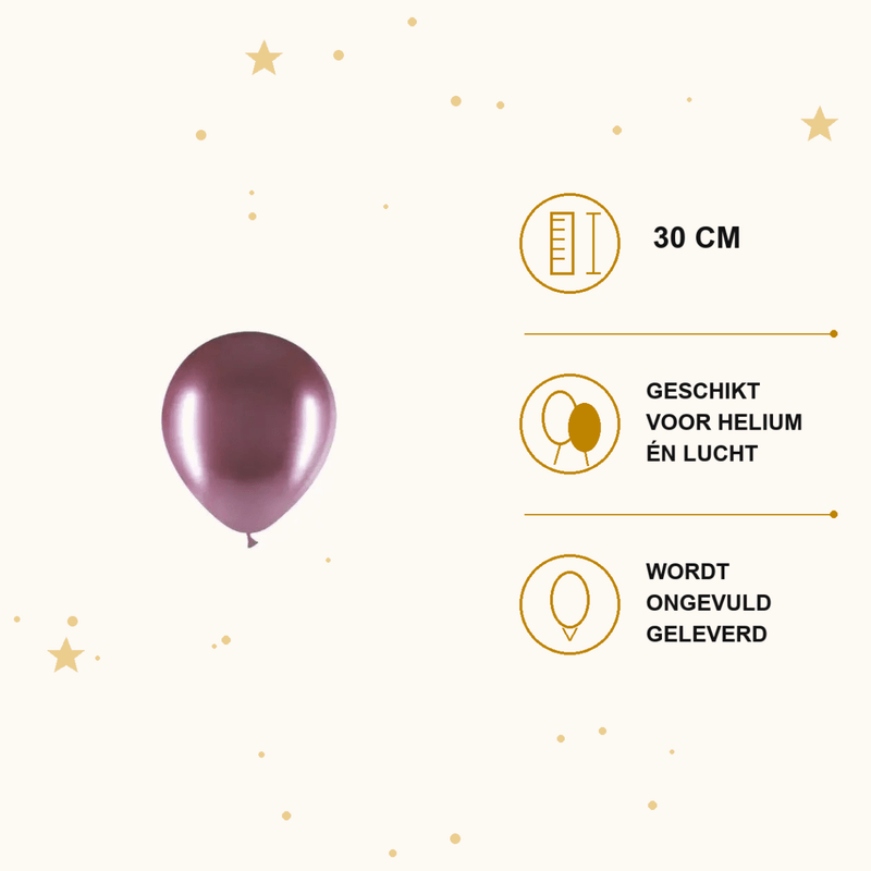 Roze Ballonnen Chroom 10 Stuks 30 cm - Ballonnenshop.nl