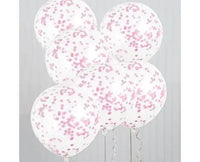 Roze Confetti Ballonnen - 6 stuks - 30,5 cm - Ballonnenshop.nl