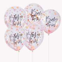 Roze Confetti Ballonnen Baby Girl - 5 stuks - 30 cm - Ballonnenshop.nl