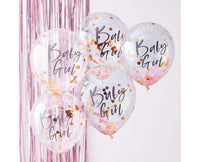 Roze Confetti Ballonnen Baby Girl - 5 stuks - 30 cm - Ballonnenshop.nl