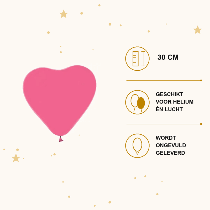 Roze Hartjes Ballonnen Klassiek - 6 stuks - 30 cm - Ballonnenshop.nl