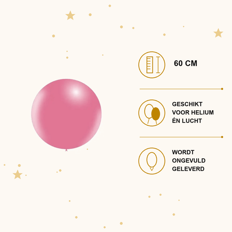 Roze Mega Ballon 60 cm - Ballonnenshop.nl