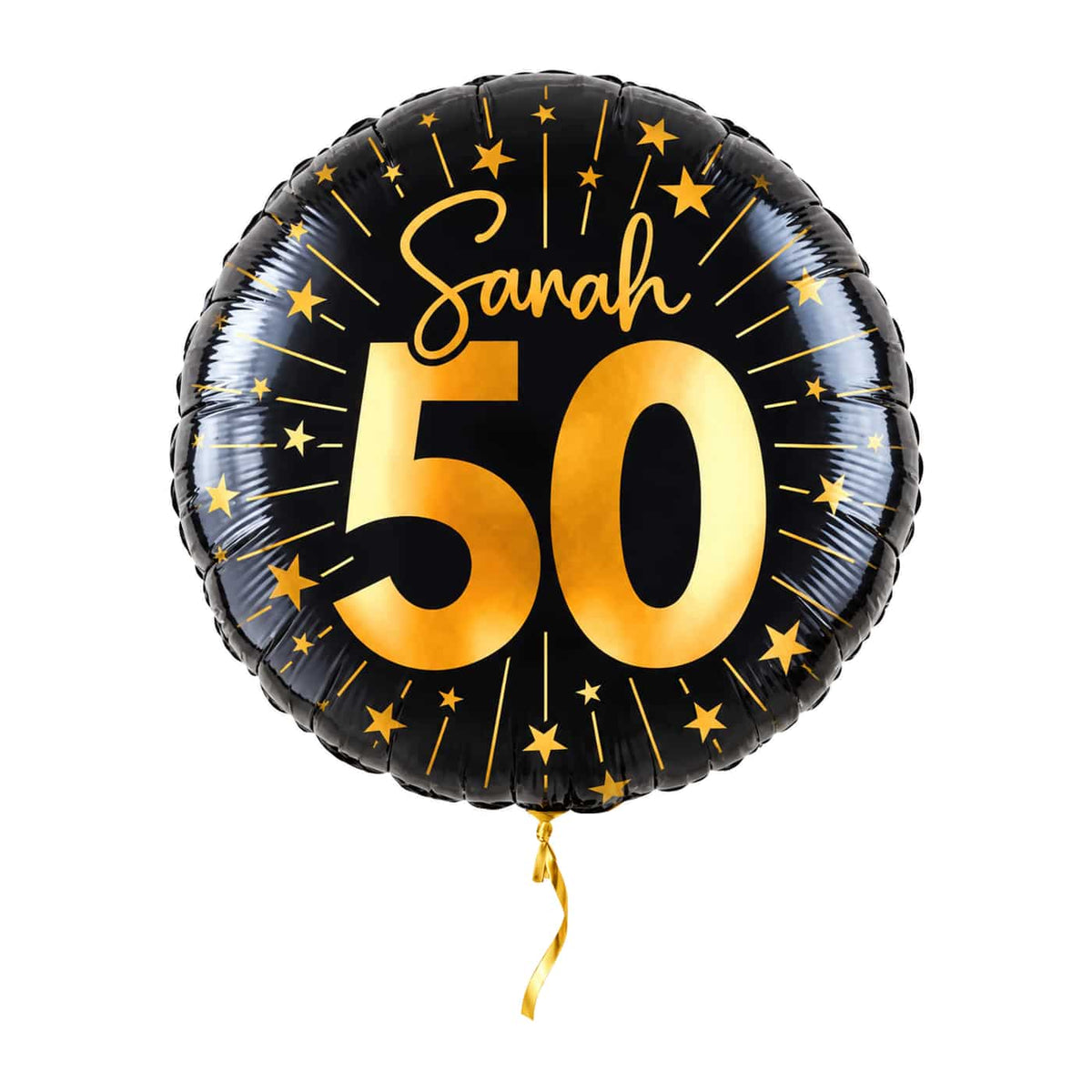 Sarah 50 Jaar Helium Ballon – met helium gevuld, met gouden lint