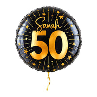 Sarah 50 Jaar Helium Ballon – met helium gevuld, met gouden lint