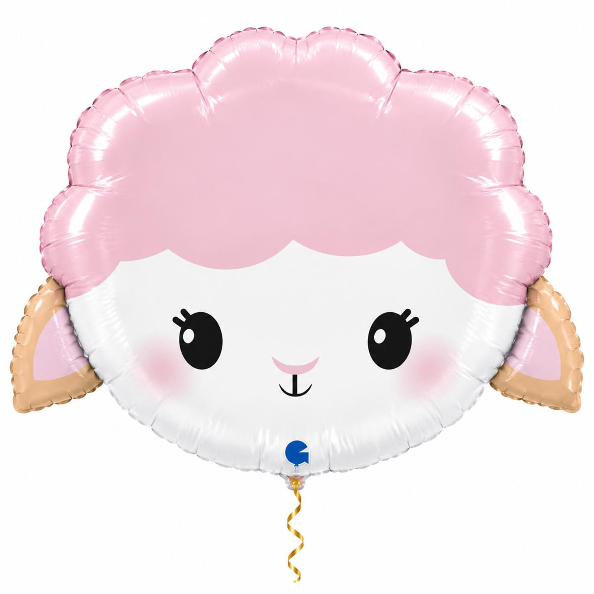 Roze schaap helium ballon van 66 cm met dun metallic-gouden lint – Ballonnenshop.nl