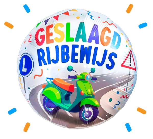 Scooter Rijbewijs Geslaagd Helium Ballon - Gevuld Met Helium - 46 cm - Ballonnenshop.nl