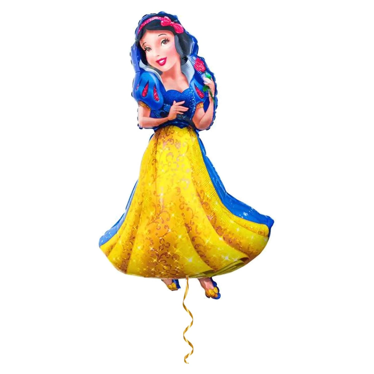 Sneeuwwitje Disney Prinses XL – helium gevuld met metallic gouden lint – Ballonnenshop.nl