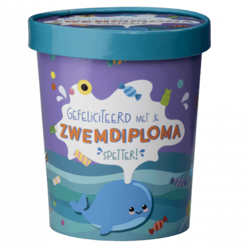 Snoeppot Gefeliciteerd Met Je Zwemdiploma - 250 Gram Snoep - Ballonnenshop.nl