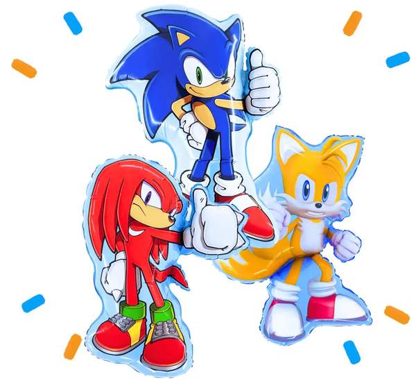 Sonic, Knuckles en Tails Trosje - Gevuld Met Helium - 84 cm - Ballonnenshop.nl