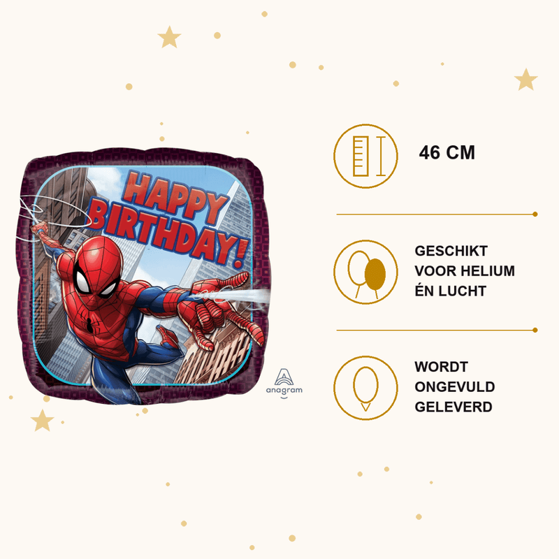 Spiderman Happy Birthday Folie Ballon - 46 cm - Ballonnenshop.nl