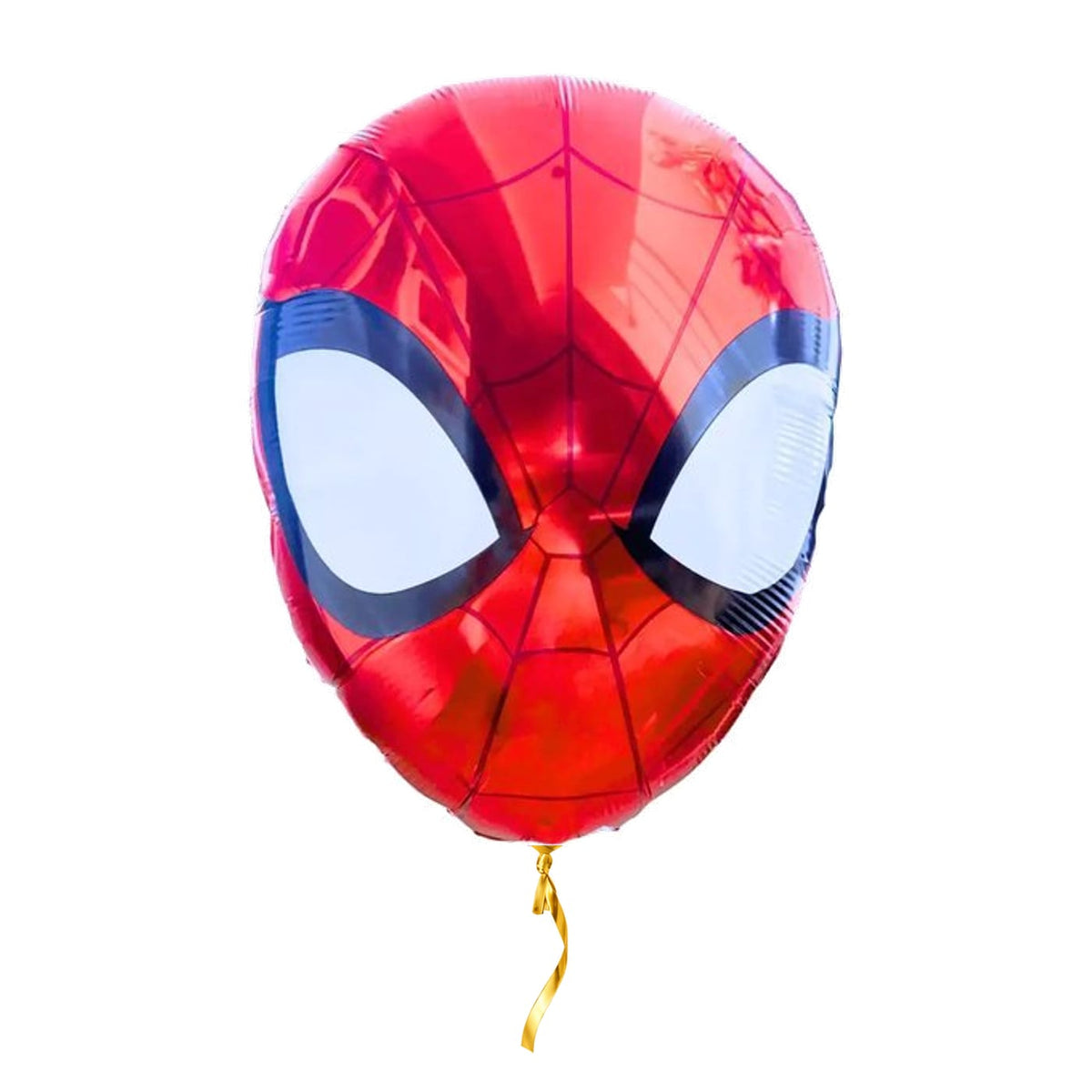 Spiderman Hoofd Helium Ballon – met helium gevuld, met gouden lint